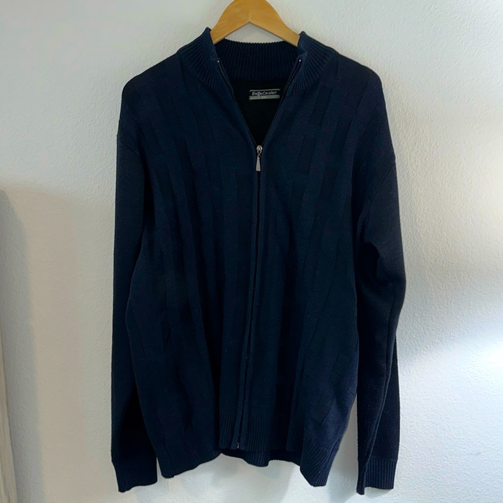 Enzo Cavalleri Men’s Navy Knit Sweater Jacket